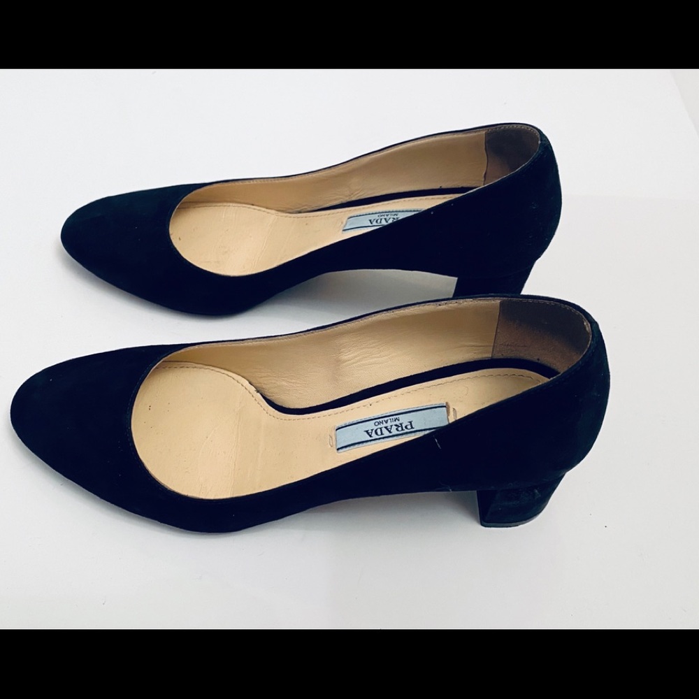 Prada black suede heels, Size 5